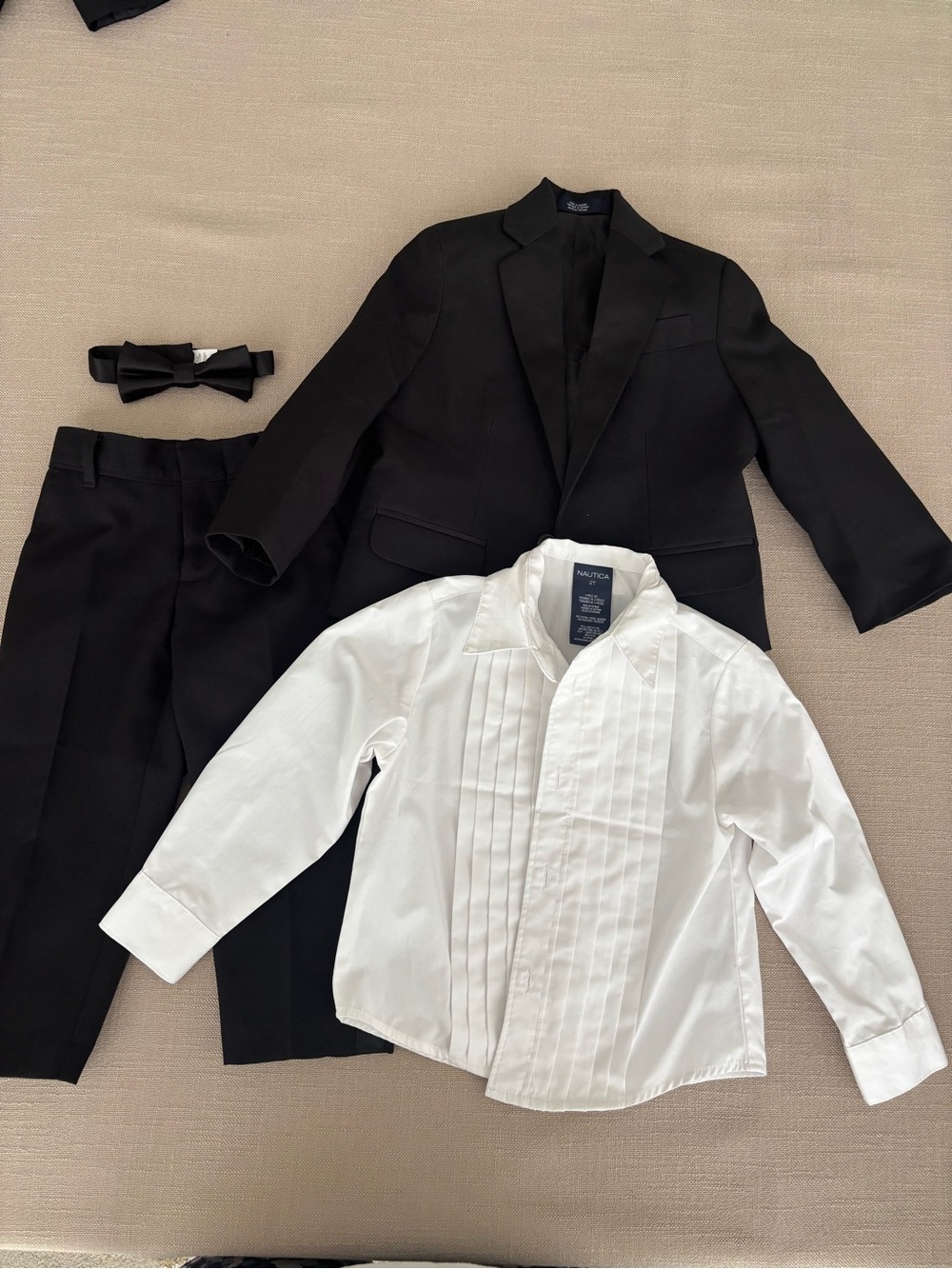 Nautica Boys' Black Tuxedo Set with White Dress Shirt